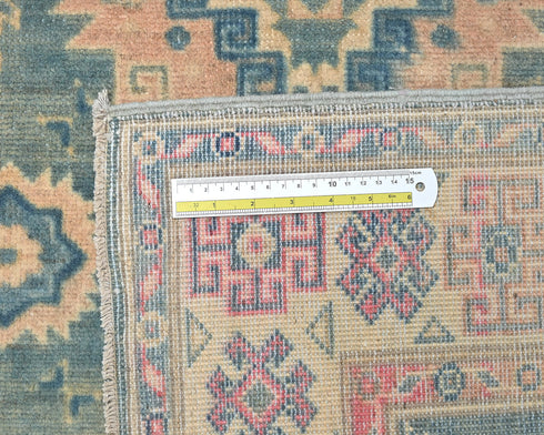 3x5 Blue Kuba Afghan Hand Knotted Wool Area Rug